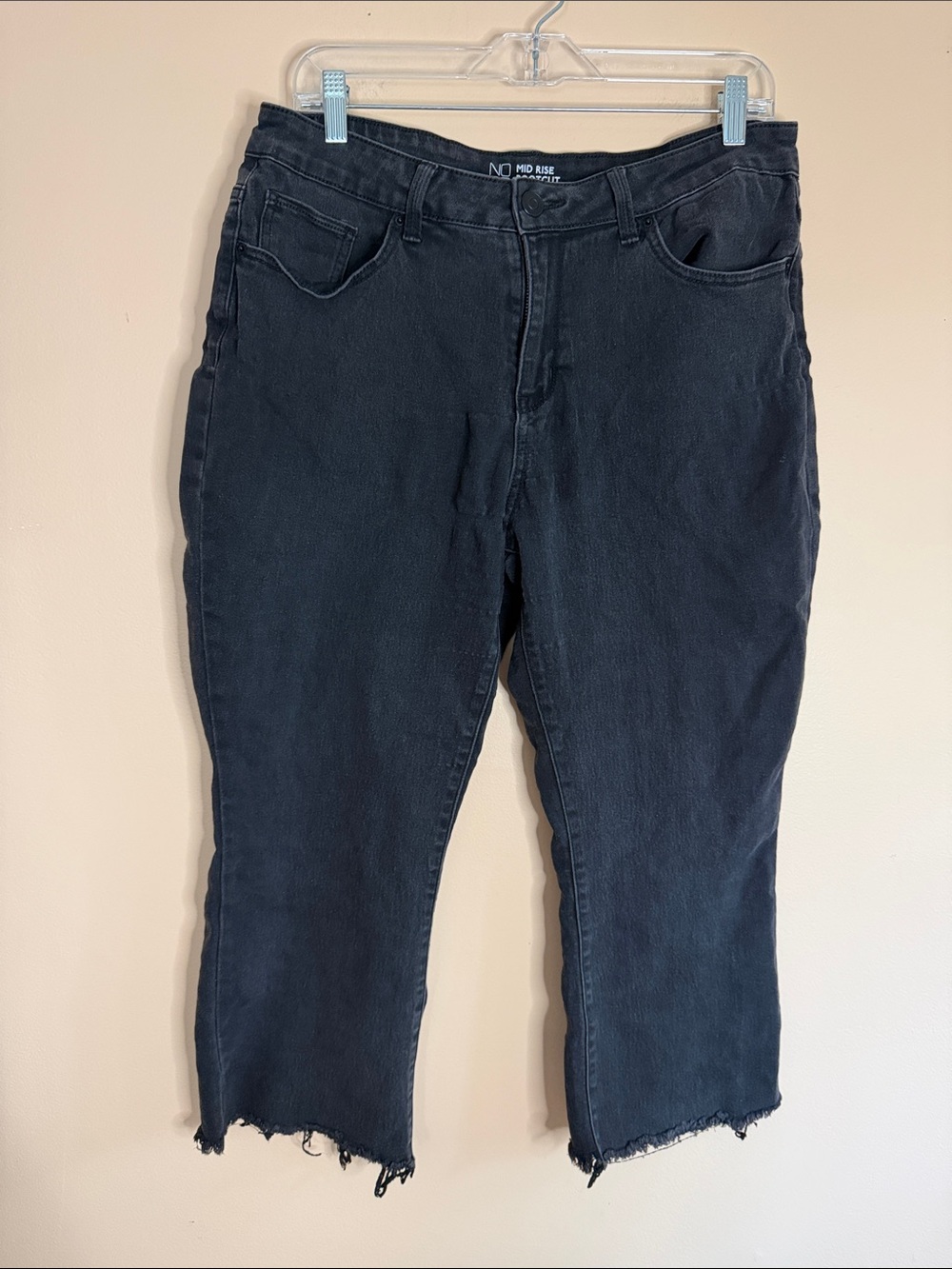 NOBO Black Cropped Jeans with Raw Hem